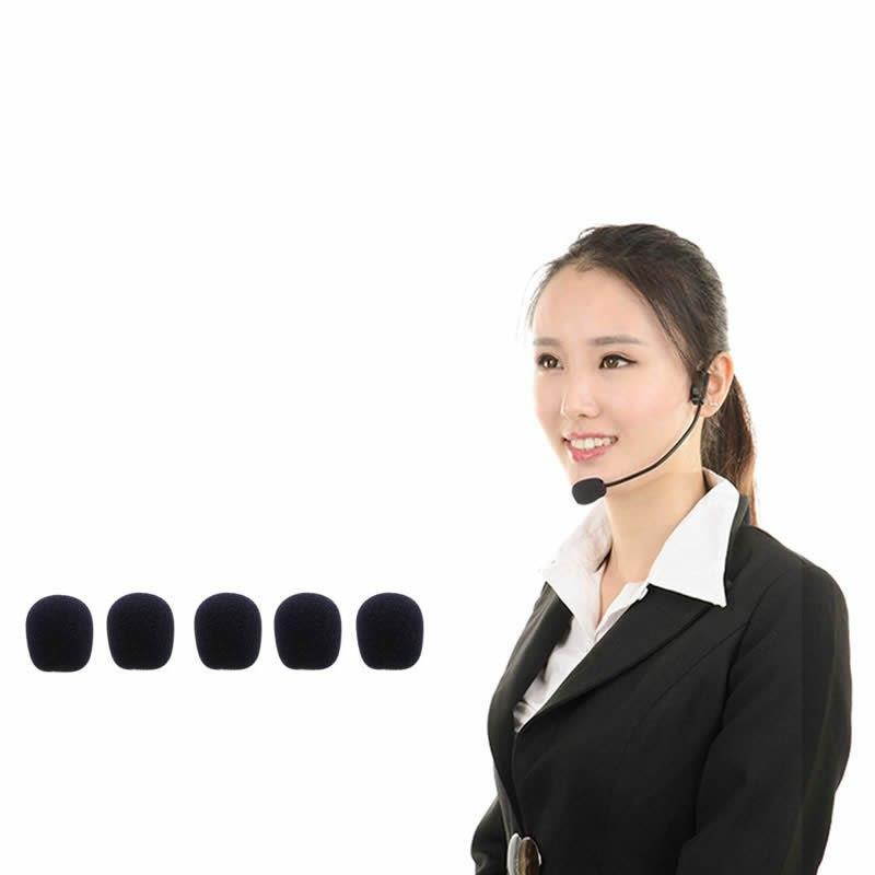1 SET 5PCS Black Microphone Headset Foam Sponge Windscreen Mic Cover