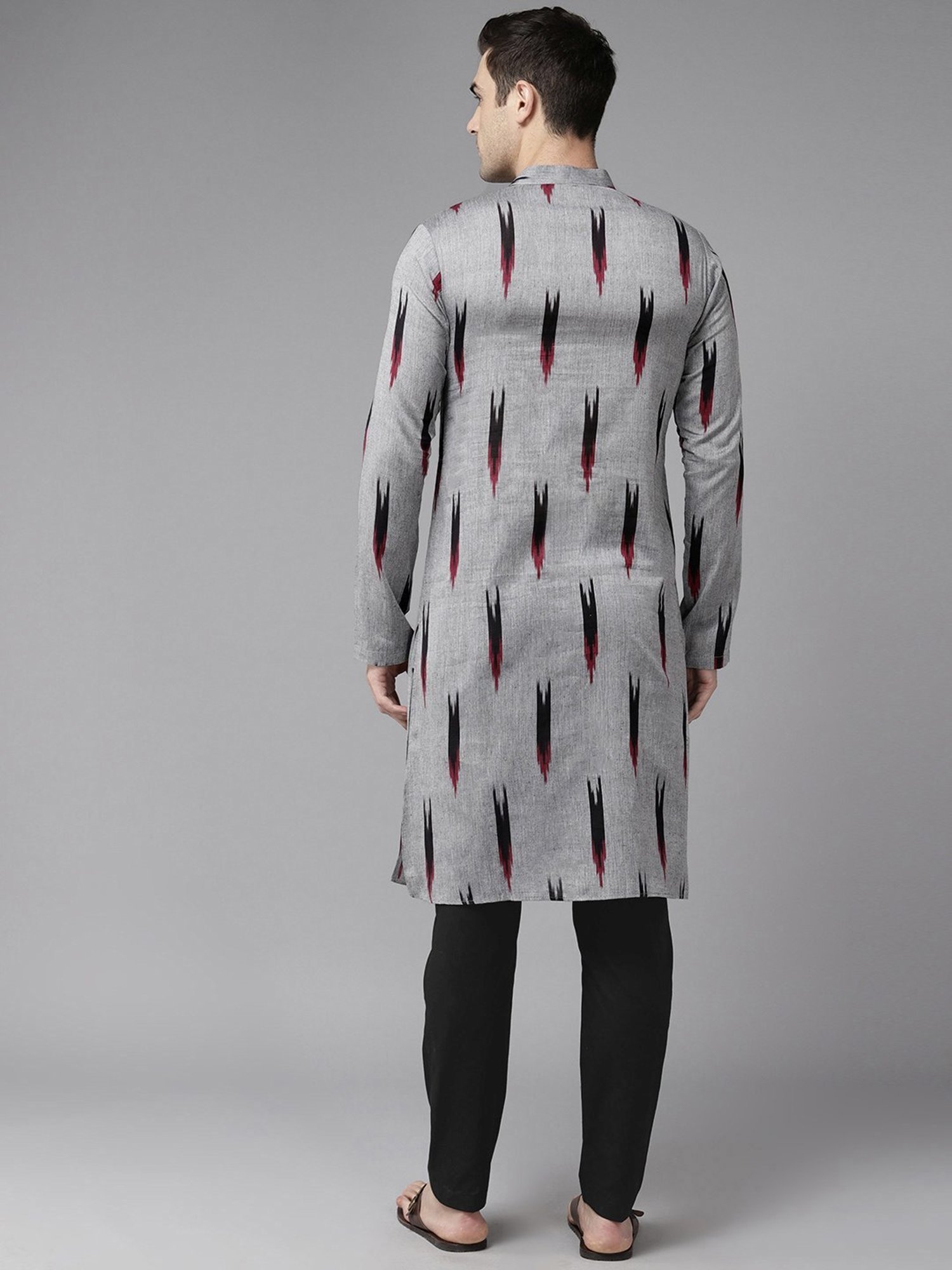 See Designs Grey & Black Cotton Regular Fit Printed Kurta Bottom Set