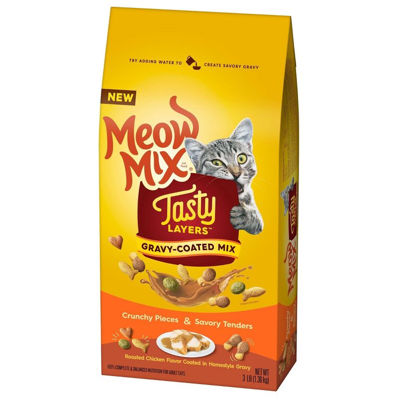 Meow Mix Tasty Layers Roasted Chicken Flavor and Homestyle Gravy Dry Cat Food - 3lbs