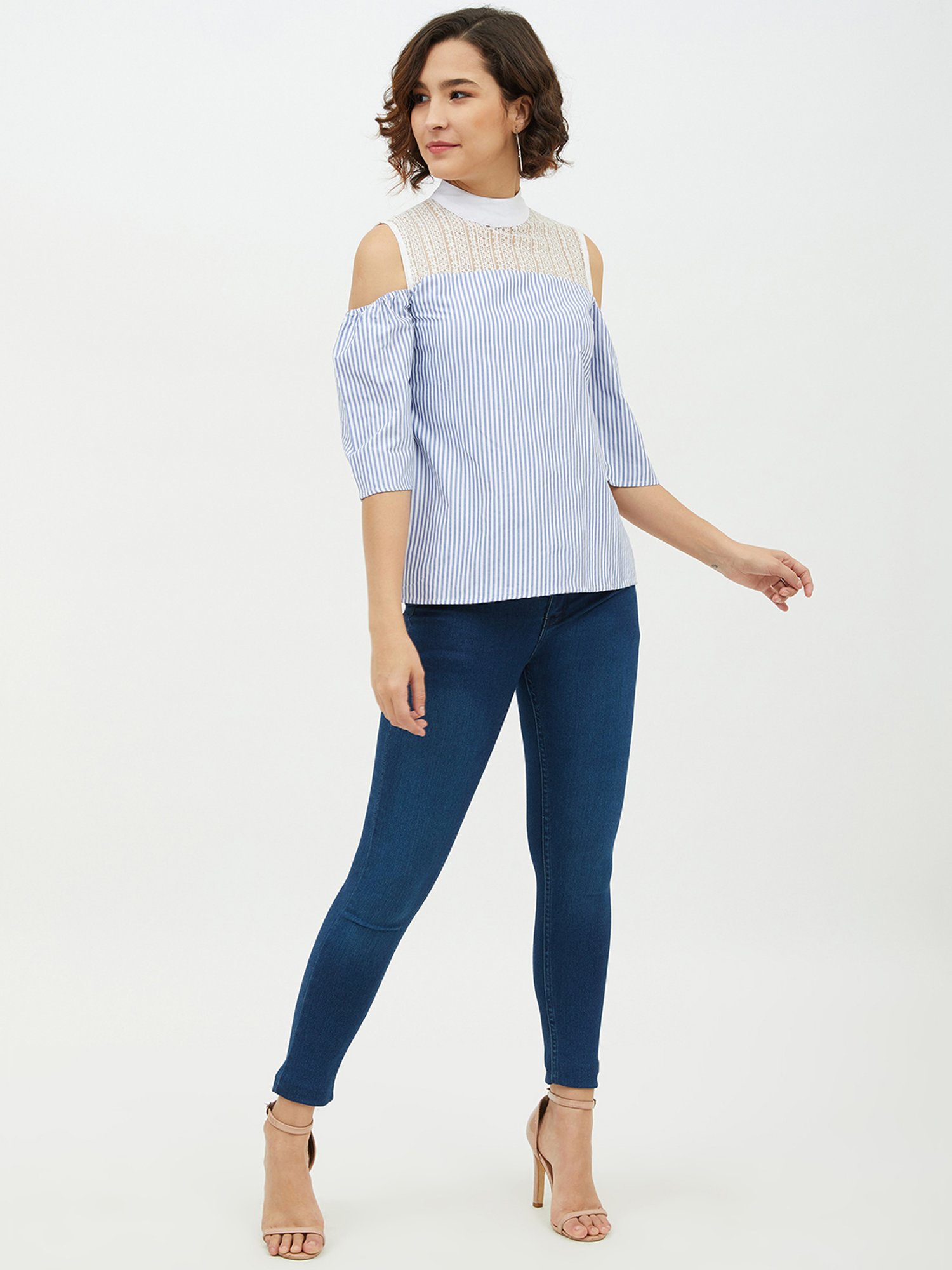 StyleStone Blue Striped A-Line Top