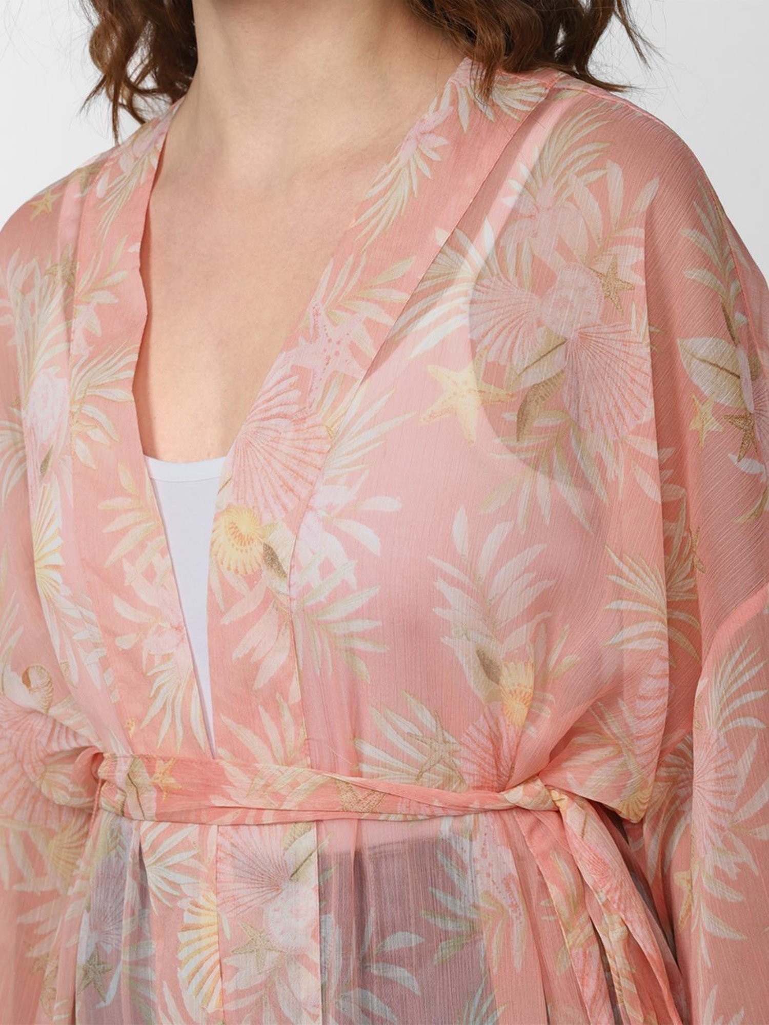 Forever 21 Peach Printed Shrug