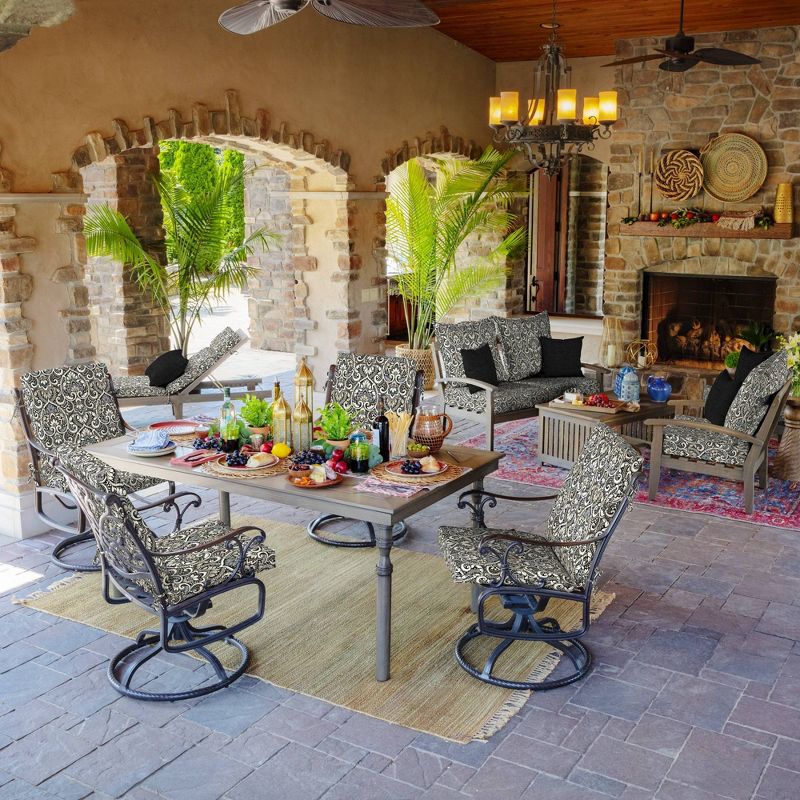 Arden Selections Outdoor Deep Seat Set Black Auora Damask