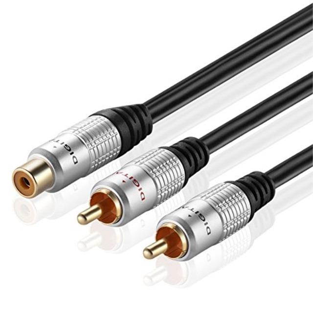 tnp premium rca y adapter cable splitter 6 inch  rcaf to dual rca ycable 1female to 2male connector wire cord plug jack for digital audio or subwoofer  stereo female to two rca mono male
