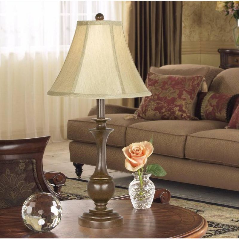 Barnes and Ivy Traditional Floor Table Lamps Set of 4 Bronze Beige Bell Shade for Living Room Family Bedroom Bedside Nightstand