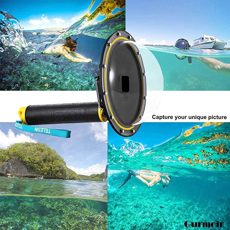 Telesin Dome Lens 6" Dome Port for Gopro Hero 8 Black Action Cameras Snorkeling Underwater Diving Dome with Waterproof Housing Case Trigger and Soft Rubber Floating