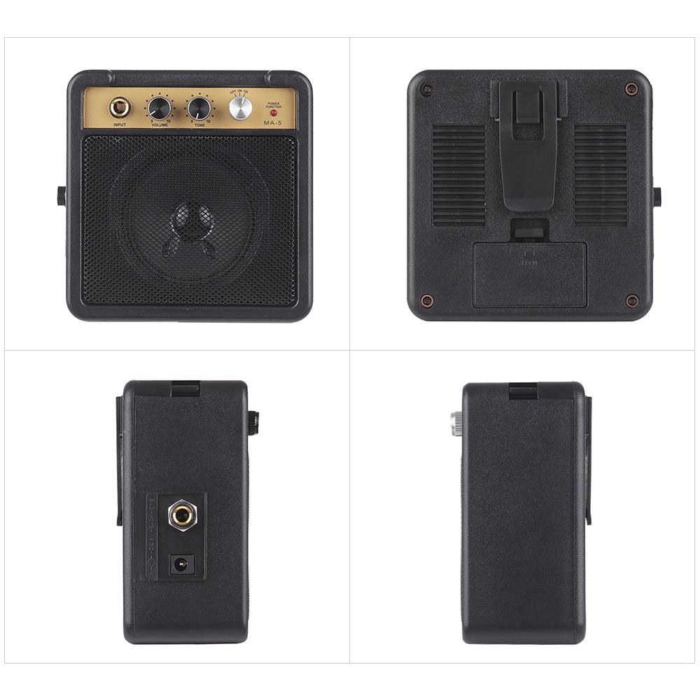 Mini Guitar Amplifier Amp Speaker 5W with 6.35mm Input 1/4 Inch Headphone Output Supports Volume Tone Adjustment Overdrive