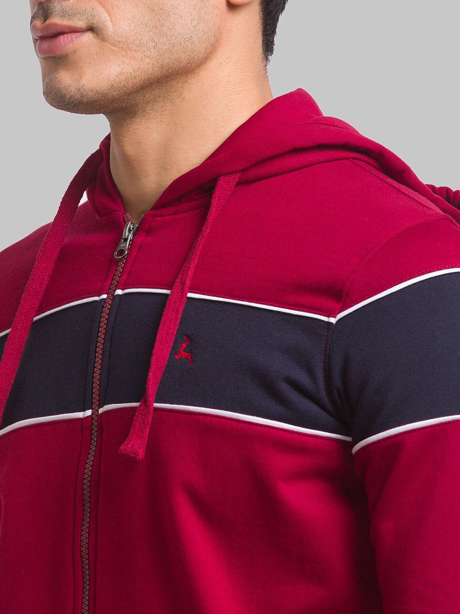 Parx Maroon & Blue Regular Fit Colour Block Tracksuit
