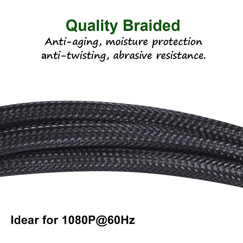 to HDMI Cable 6 ft DP Display Port to HDMI Cable Adapter 6 feet Braided Male to Male Supports Video and Audio for DELL HP ASUS etc