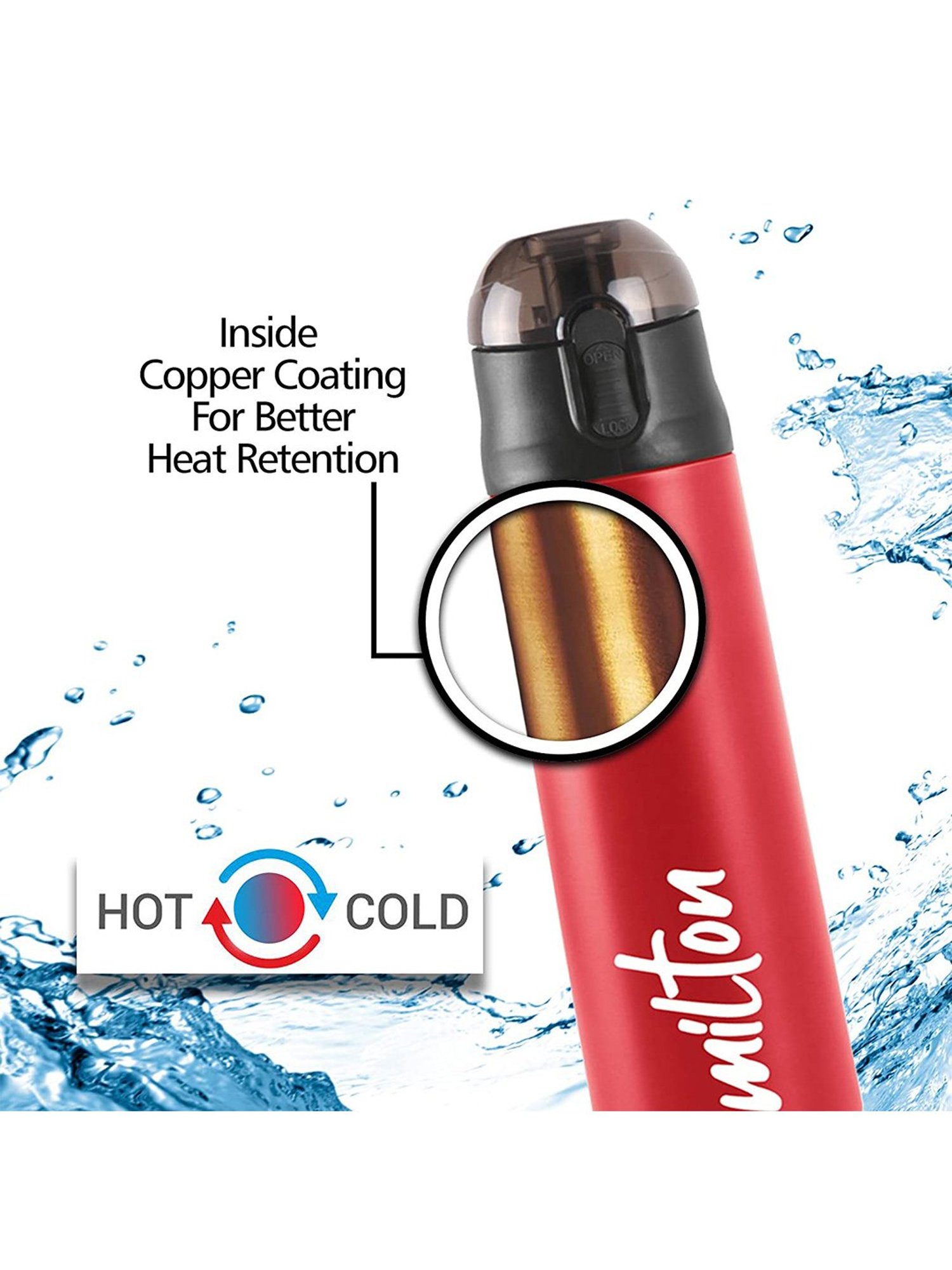 Milton Red Thermosteel Hot & Cold Vacuum Insulated Water Bottle - 500 ml