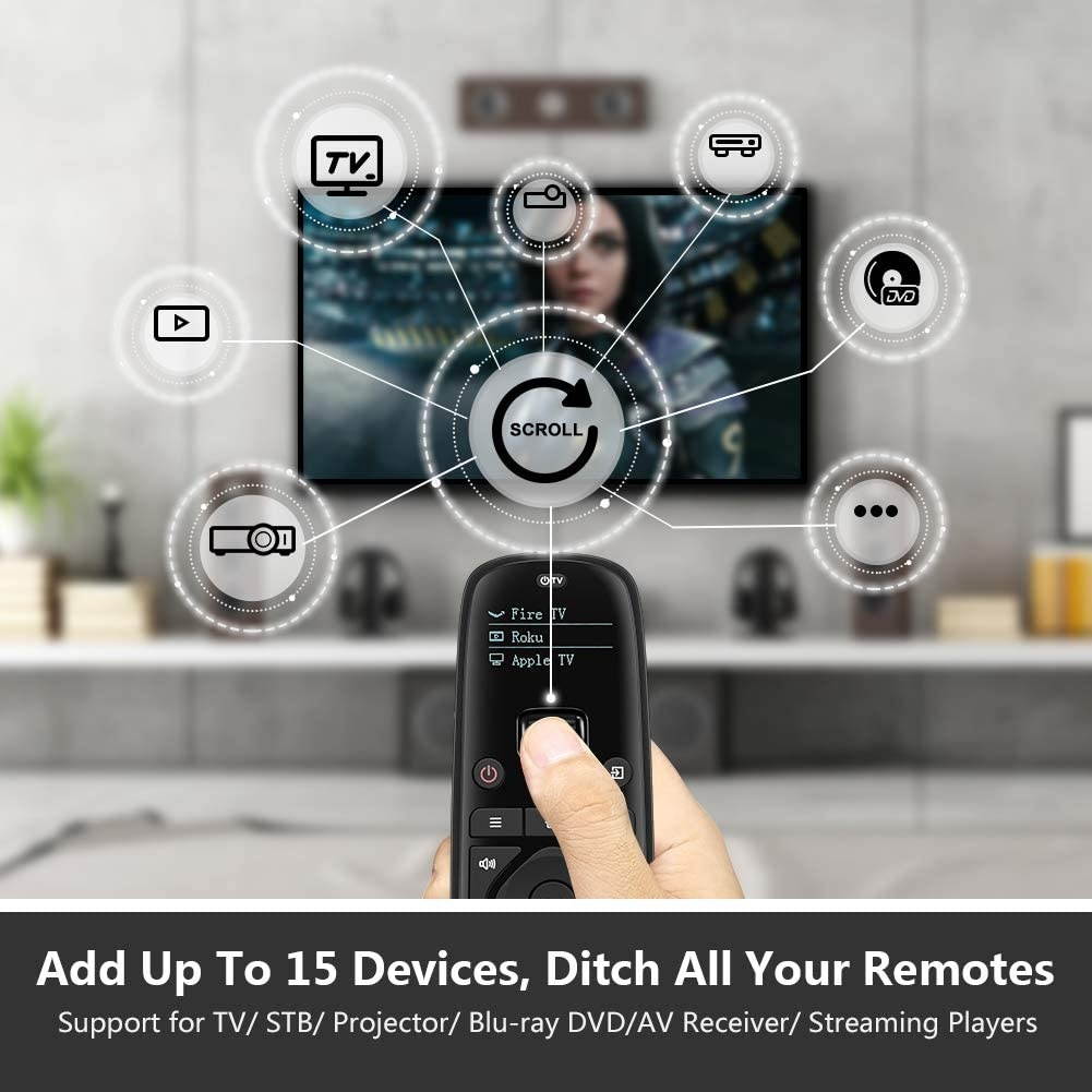 Updated U1 Universal Remote with OLED Display and Smartphone APP All in One Universal Remote Control for up to 15 Entertainment Devices Compatible with Smart TVs/DVD/STB/Projector so on