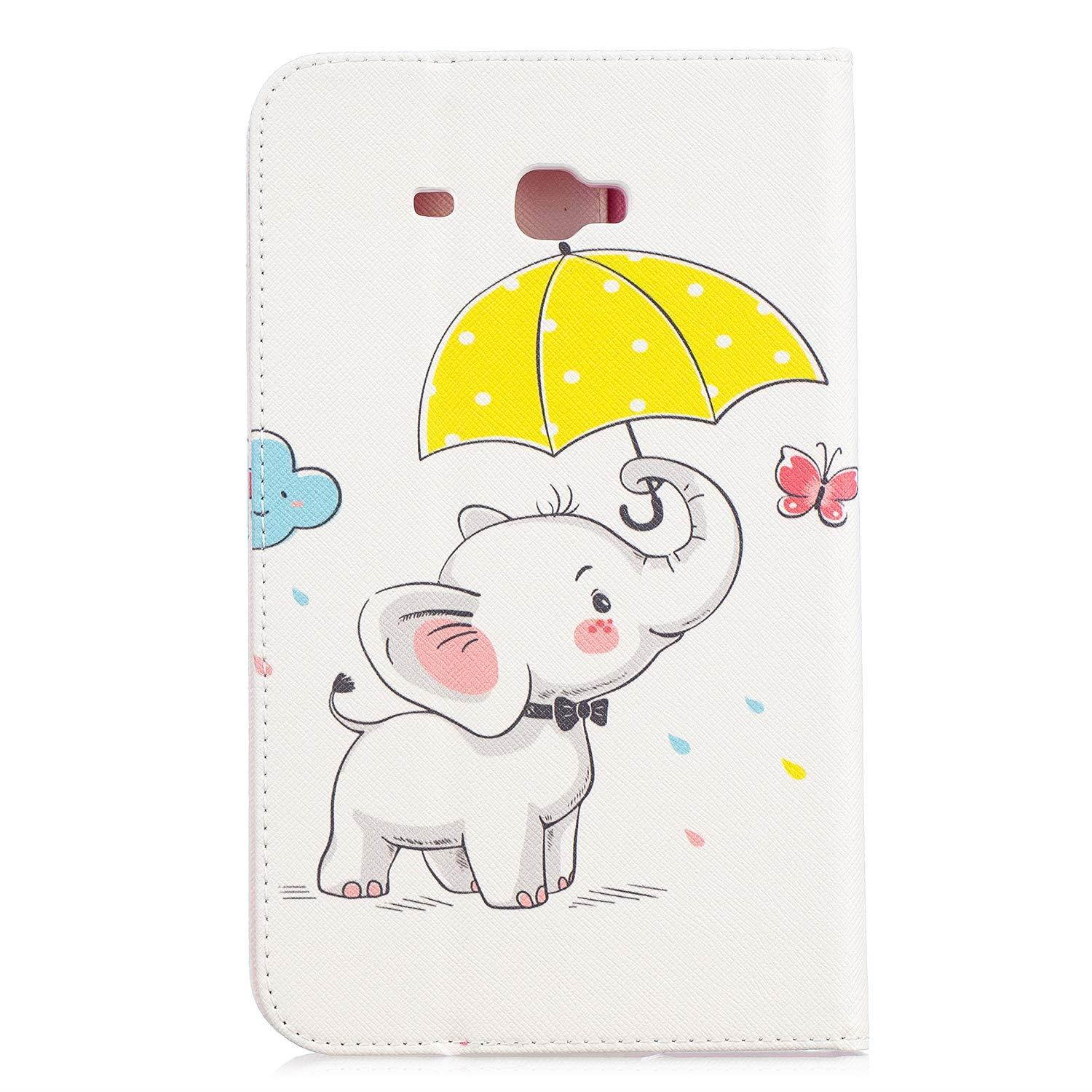 UUcovers Samsung Tab A 7.0 Inch Case, Ultra Slim PU Leather Folio Stand Smart Wallet Case for Samsung Galaxy Tab A 7.0 Inch Case(SM-T280/SM-T285), Elephant Hold A Yellow Umbrella
