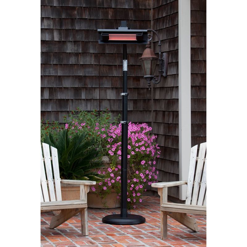 Black Powder Coated Steel Telescoping Offset Pole Mounted Infrared Patio Heater - Fire Sense
