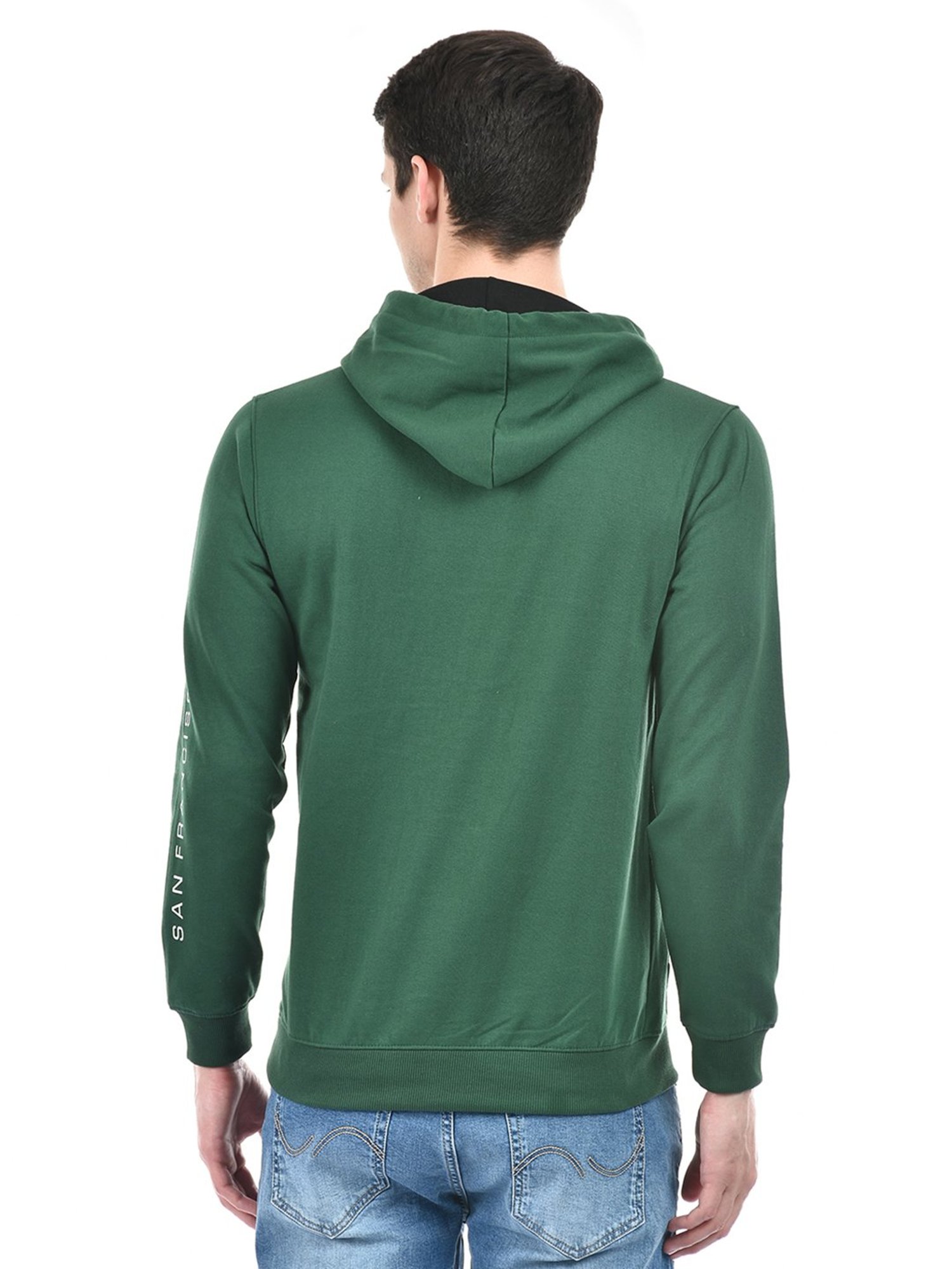 Lawman Pg3 Green Regular Fit Printed Hooded Sweatshirt