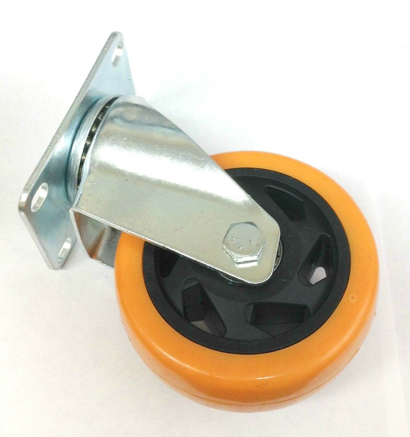 (4) Heavy Duty 4" Polyurethane Swivel Plate Wheels Two with Locking Brake