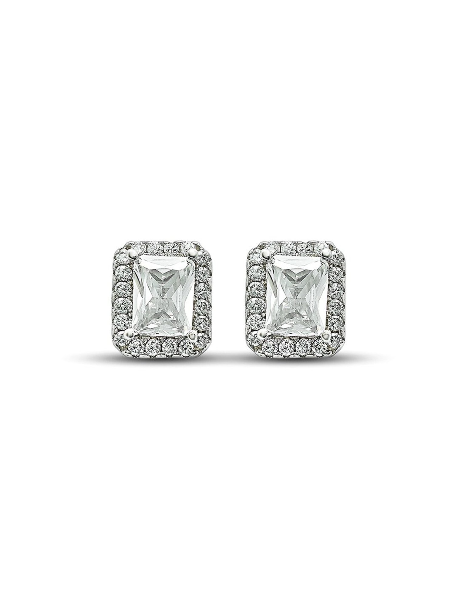 Silberry 92.5 Sterling Silver Queen Square Stud Earrings for Women