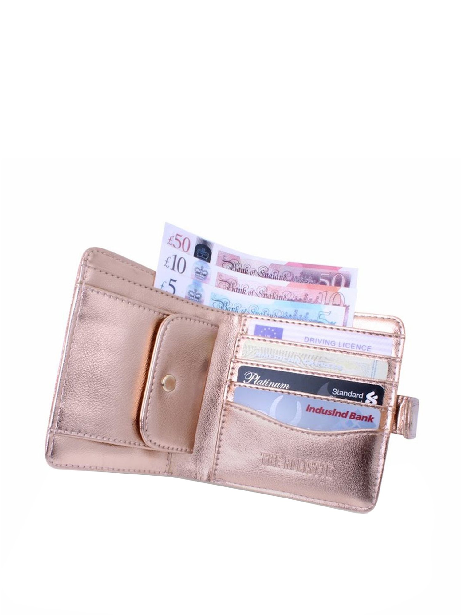 THE HOLISTIK Shimmer Pink Textured Rfid Bi-Fold Wallet for Women