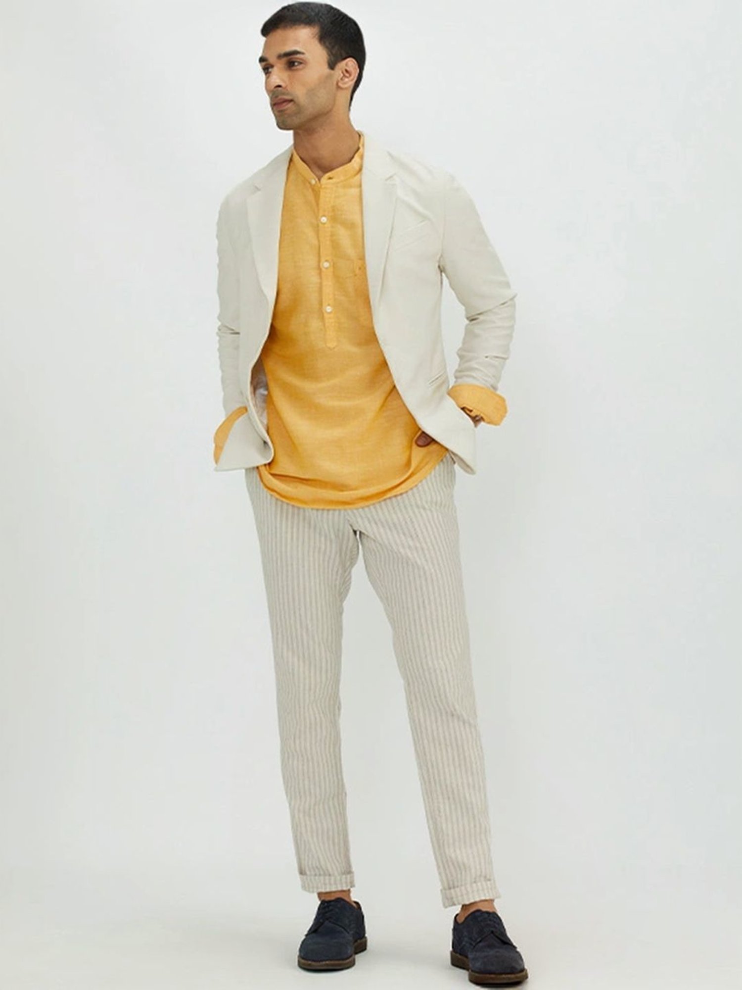 Indian Terrain Ochre Slim Fit Short Kurta