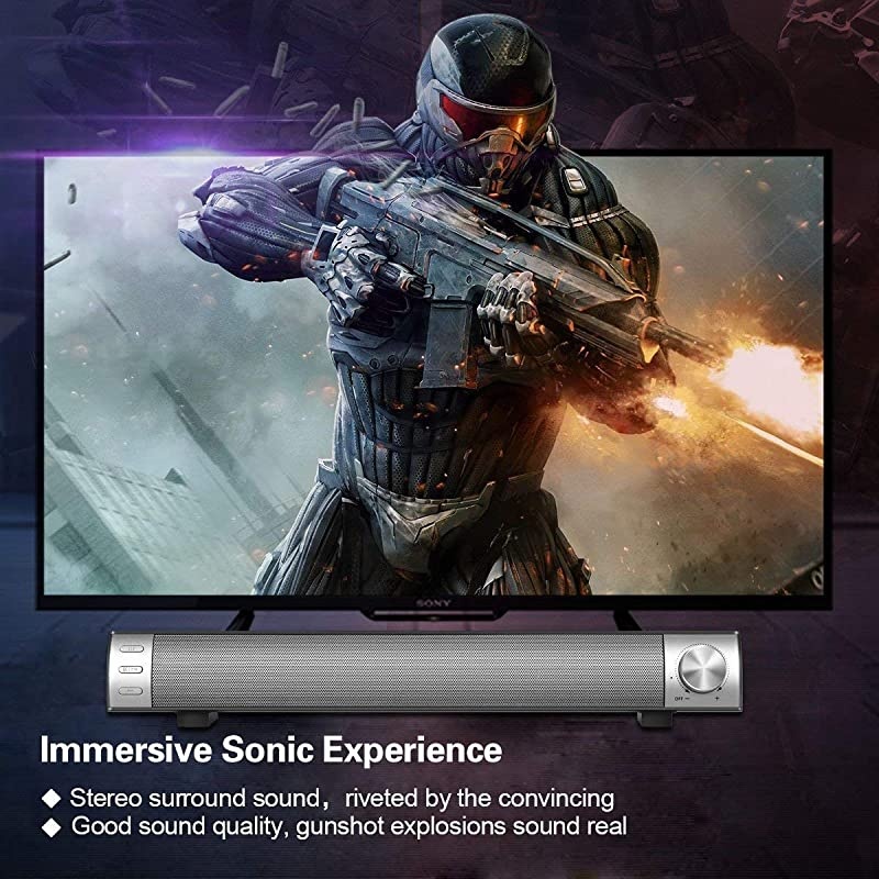 Sound BarWired and Wireless Home Theater TV Stereo Speaker 20 Channel 2 X 5W Portable Sound Bars for TVCellphoneTablet