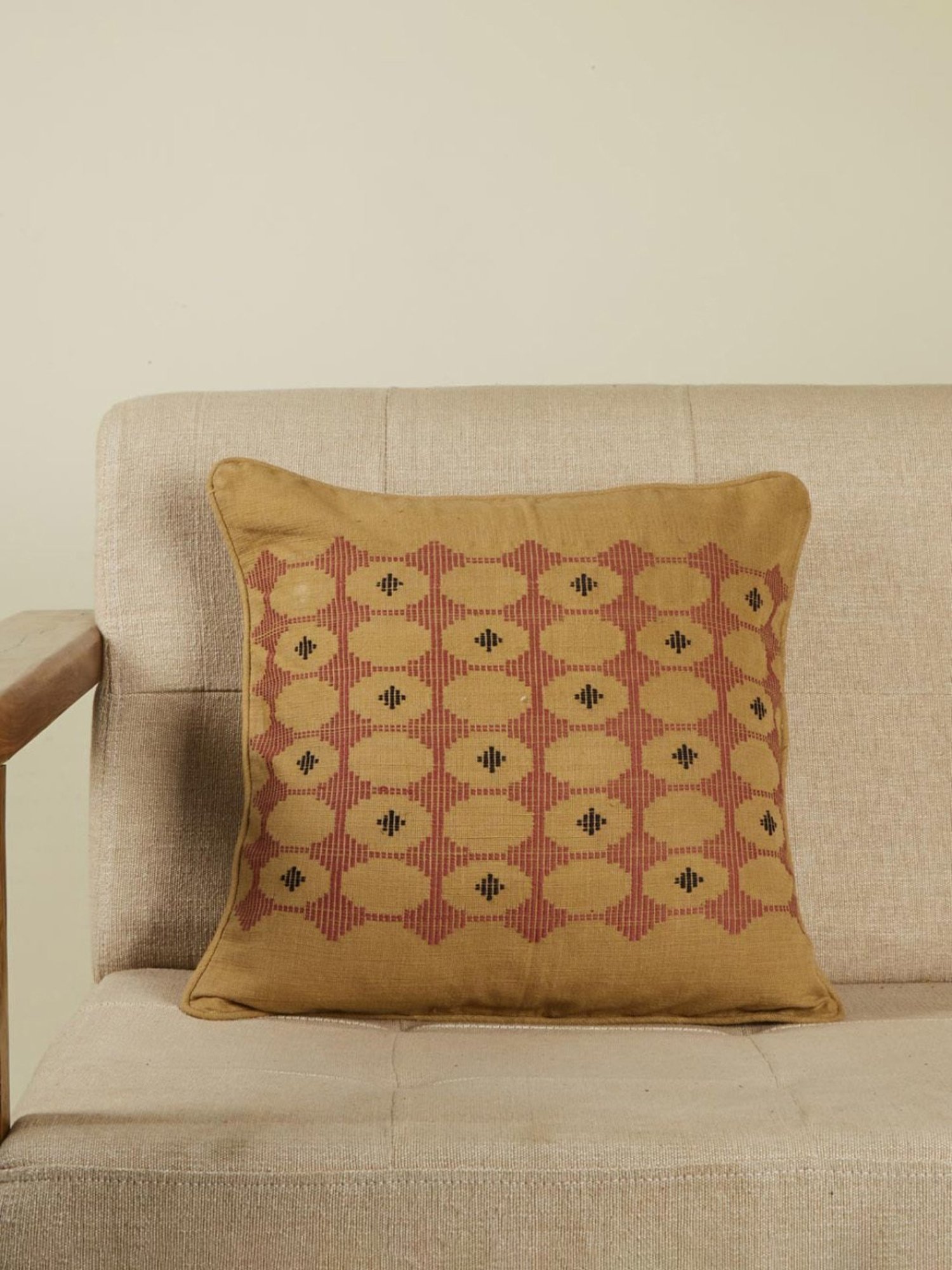 Fabindia Yellow Cotton 66 TC 180 GSM Chattai Cushion Cover