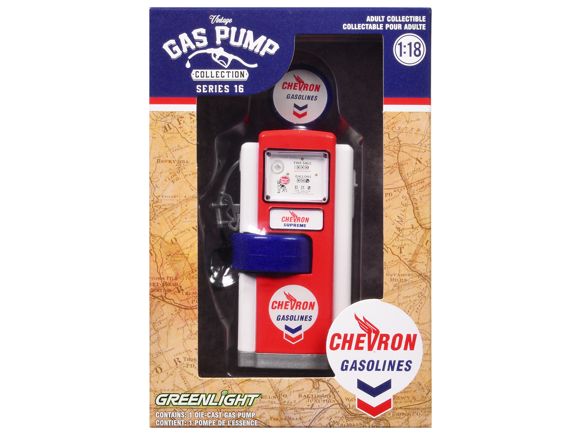 "Vintage Gas Pump" Set of 3 Pumps Series 16 1/18 Diecast Models by Greenlight
