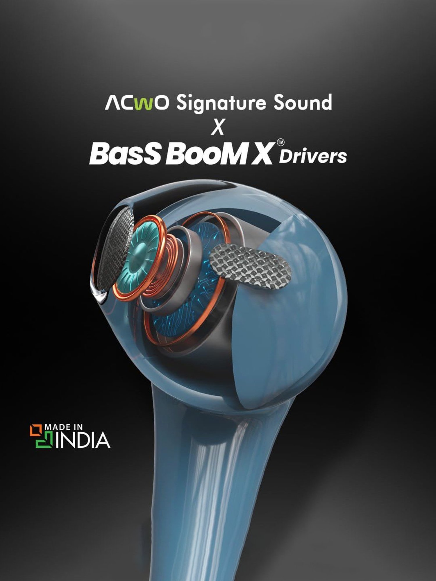 ACwO DwOTS 515 In Ear BT Earbuds with 50H Playtime, AI-ENC Technology (Sapphire Blue, True Wireless)