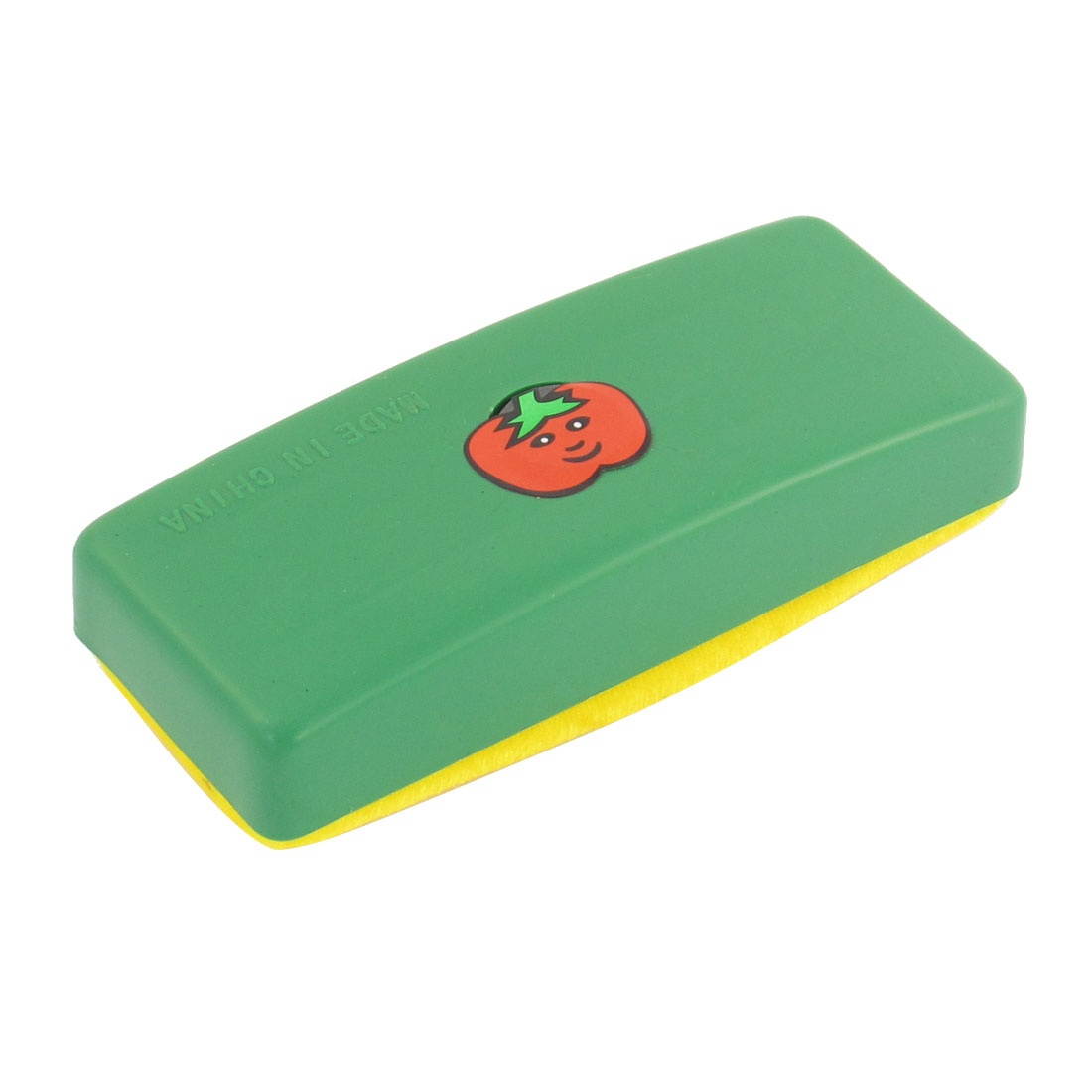 Global Bargains Green Plastic Shell Yellow Velvet Cleaning Cleaner Blackboard Eraser