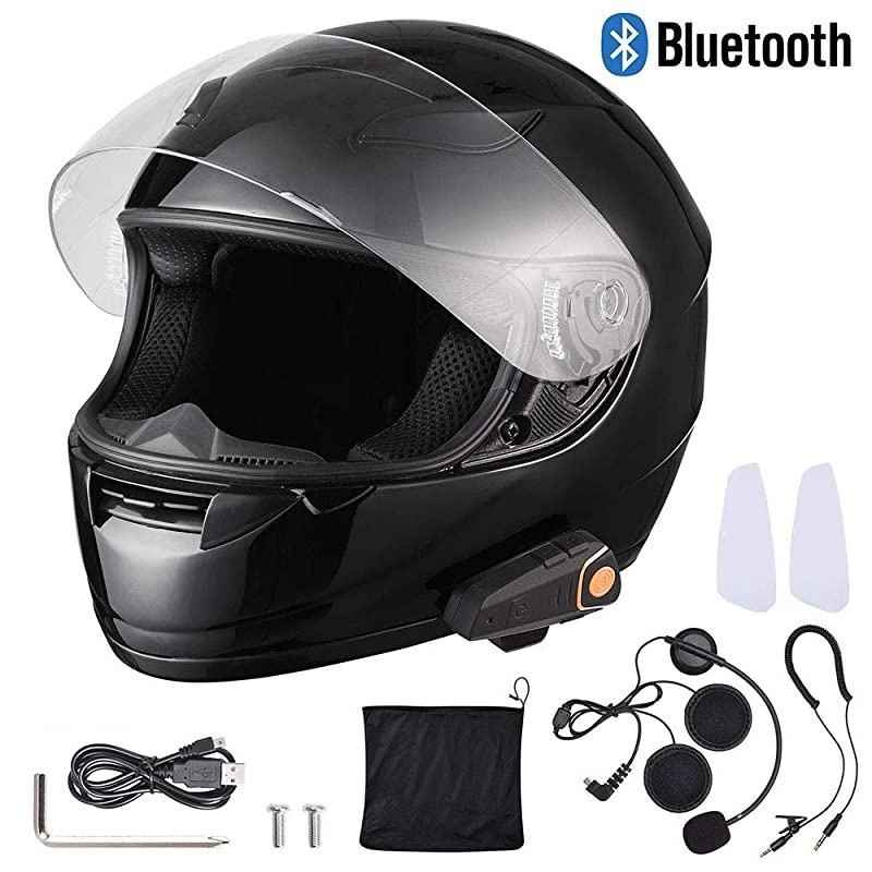 RunB Bluetooth Motorcycle Modular Helmet Full Face with Wireless Headset Hands Free Intercom MP3 FM DOT