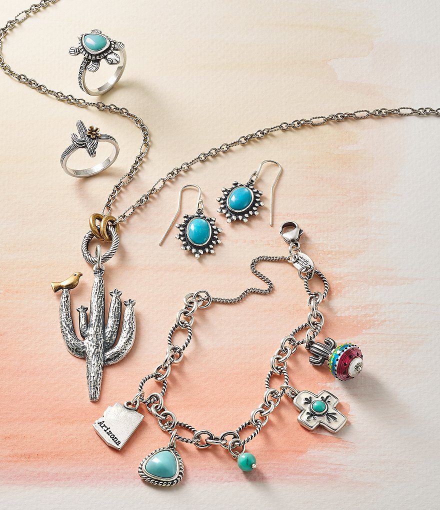 Barse Sterling Silver and Genuine Turquoise Detailed Cuff Bracelet