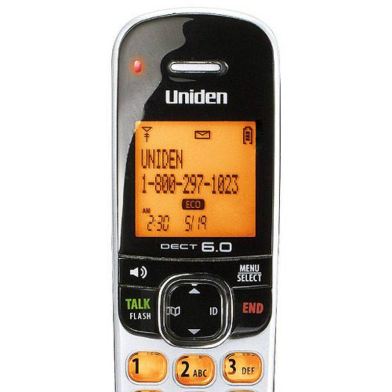 Uniden D1760-3-R Cordless Phone w/Orange Backlit Display & 2 Extra Handsets