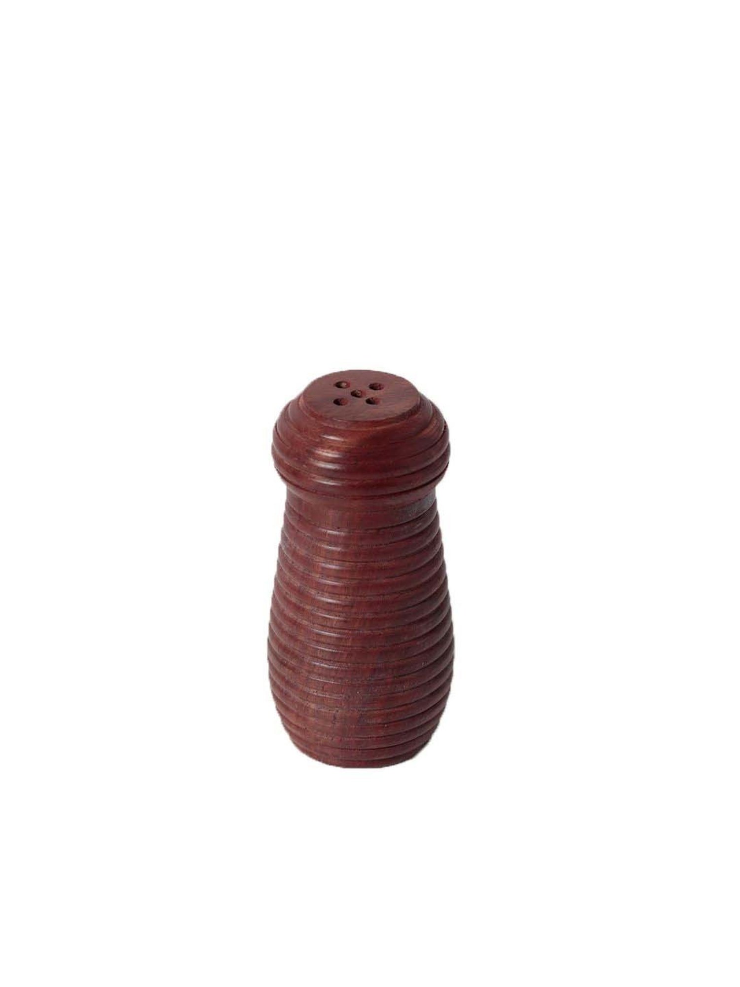 Unravel India Brown Ripple Wood Handcrafted Salt & Pepper Shaker With Stand (0.025 L)