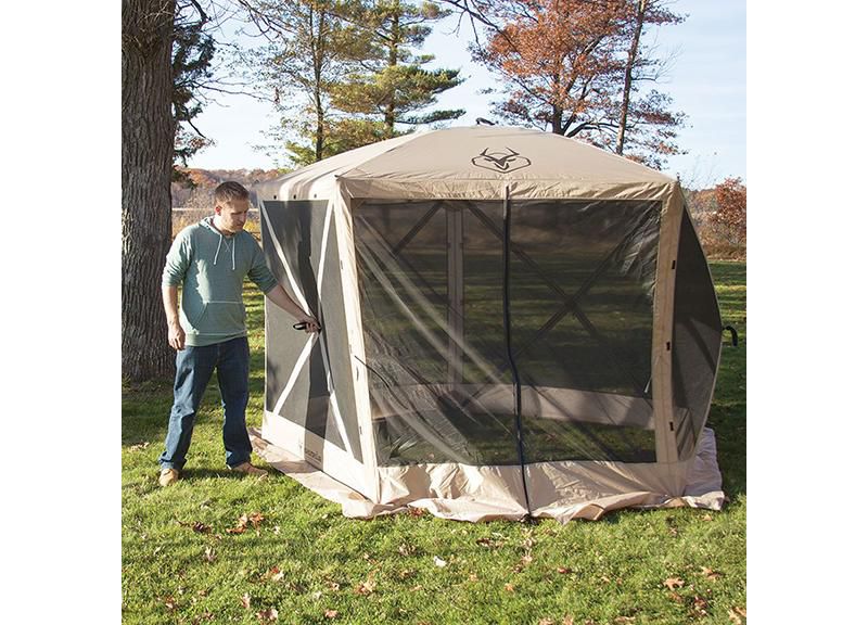 Gazelle 4-Person 5-Sided Portable Gazebo Screen Tent, Tan