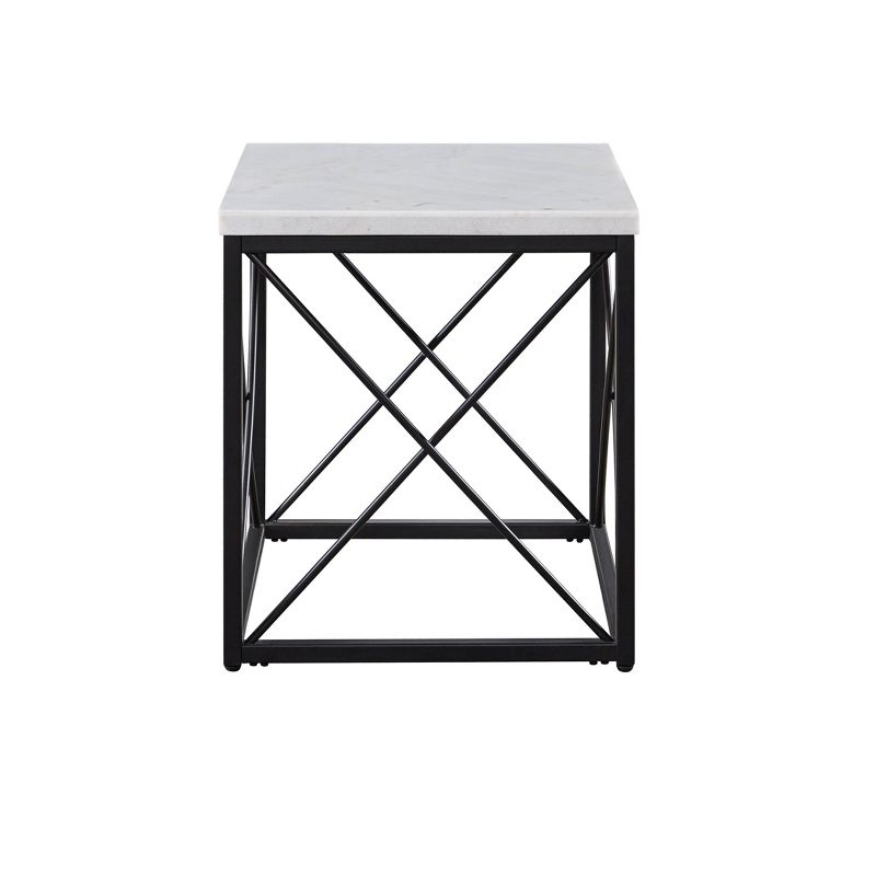 Skyler Marble Top Square End Table White/Black - Steve Silver Co.