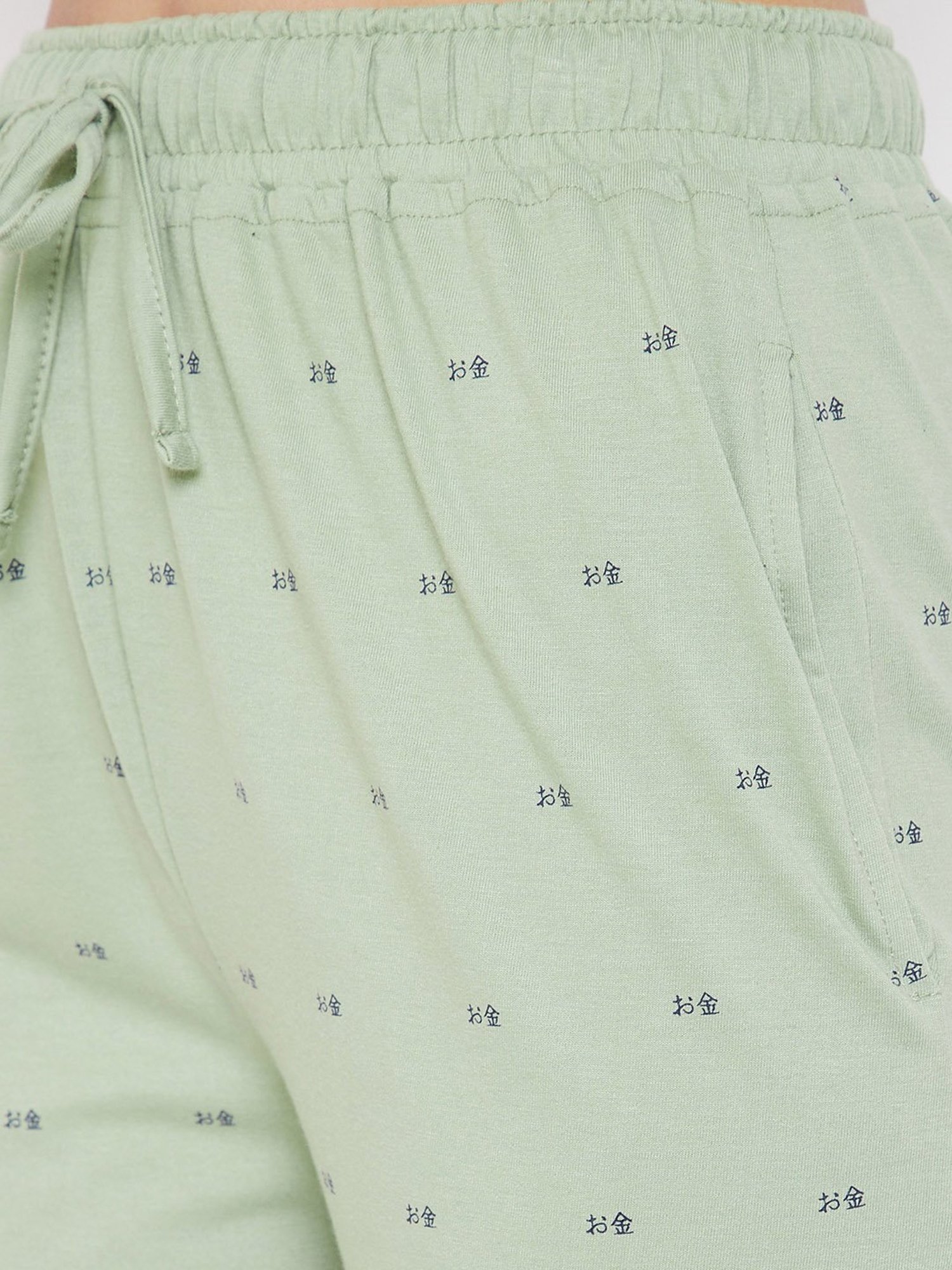Okane Light Green Printed Pyjamas