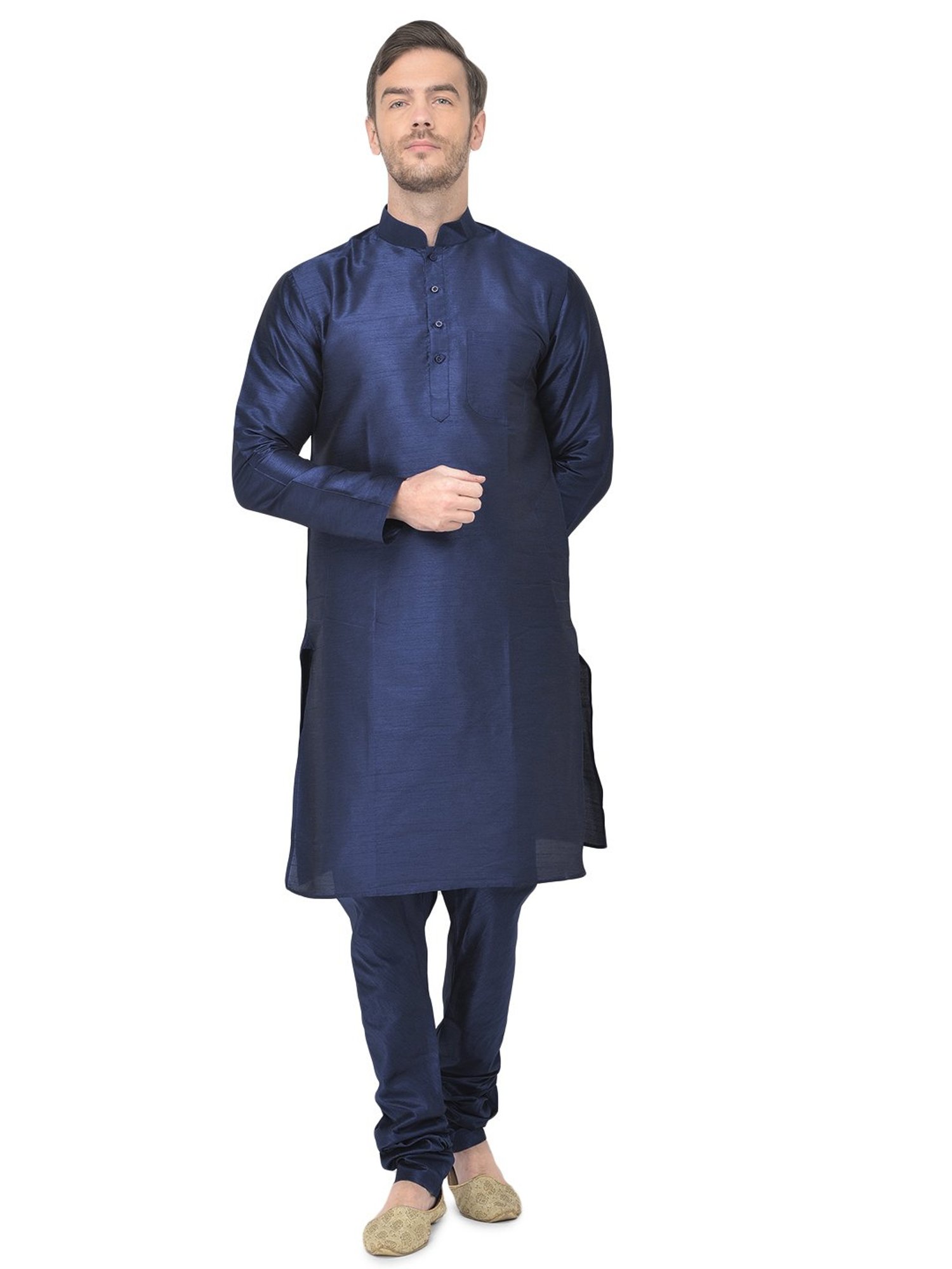 SG LEMAN Navy Regular Fit Printed Kurta Set
