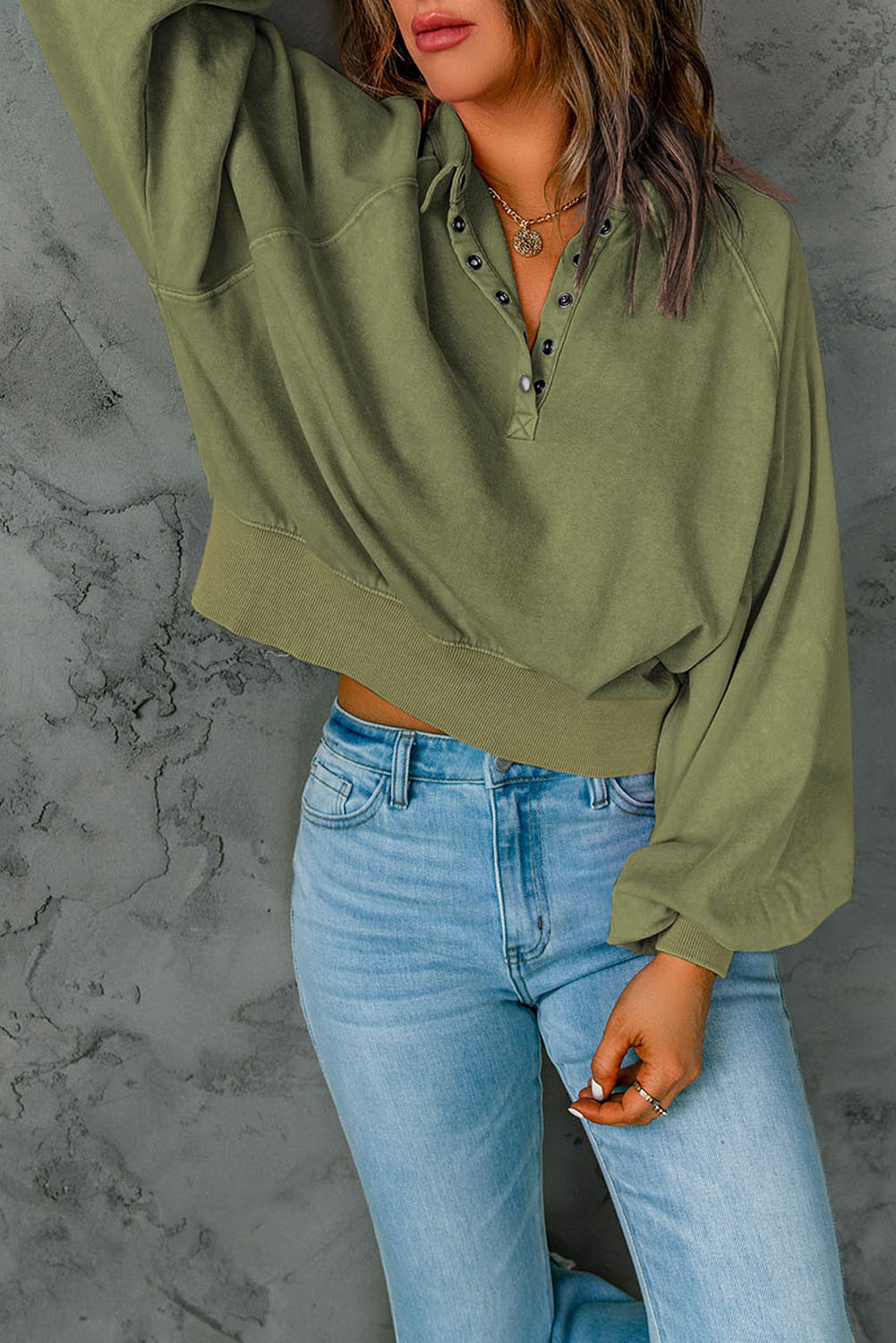 Pink Sequins Candy Cane Round Neck Sweatshirt