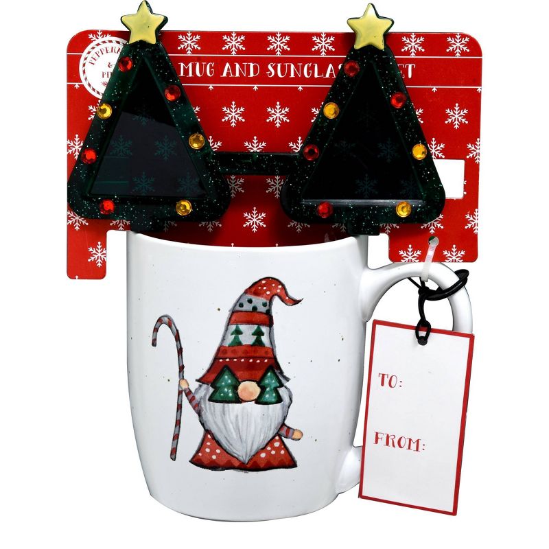 16oz Ceramic Gnome Mug and Sunglass Gift Set - Peppermint & Pine