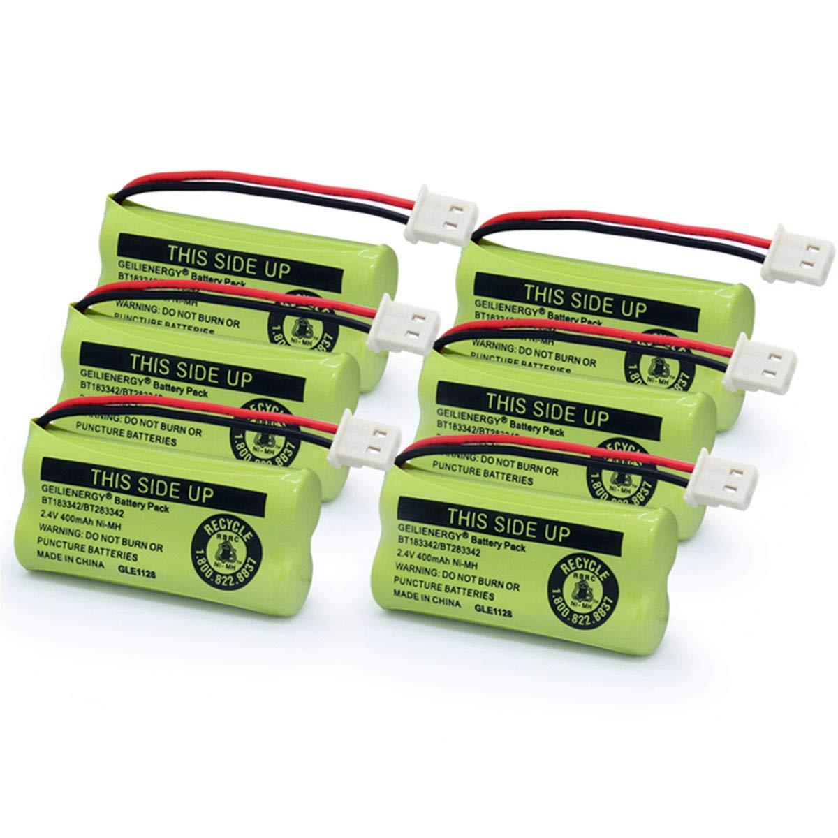 GEILIENERGY 2.4V 400mAh BT-183342 BT-283342 BT-166342 BT-266342 BT-162342 BT-262342 Battery Compatible for VTech CS6114 CS6419 CS6719 AT&T EL52300 CL80112 VTech CS6719-2 Cordless Phone(6 Pack)