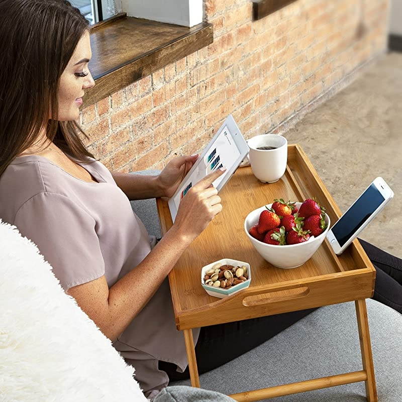 Home Media Bed Tray with Phone Holder Fits up to 173 Inch Laptops and Most Tablets Calming Gray Style No 78105