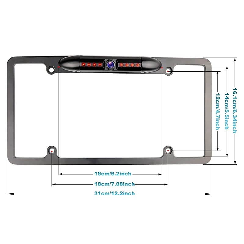 Plate Wireless Backup Camera - IP69 Waterproof Night Vision Plate Frame Camera for Cars, Trucks, Vans, Pickups, SUVs, WiFi Backup Camera for iPhone/Android Phone, Guide Lines On/Off