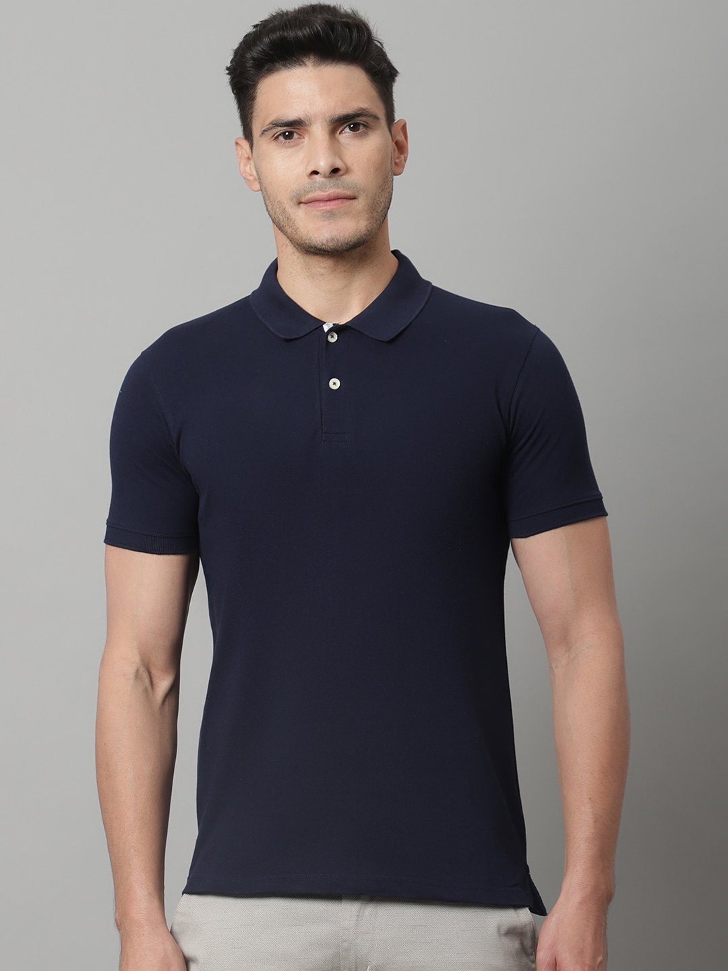 Cantabil Navy Regular Fit Polo T-Shirt