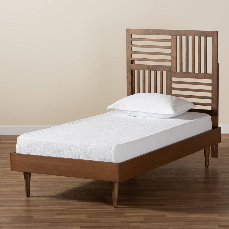 Twin Romy Walnut Wood Platform Bed Brown - Baxton Studio