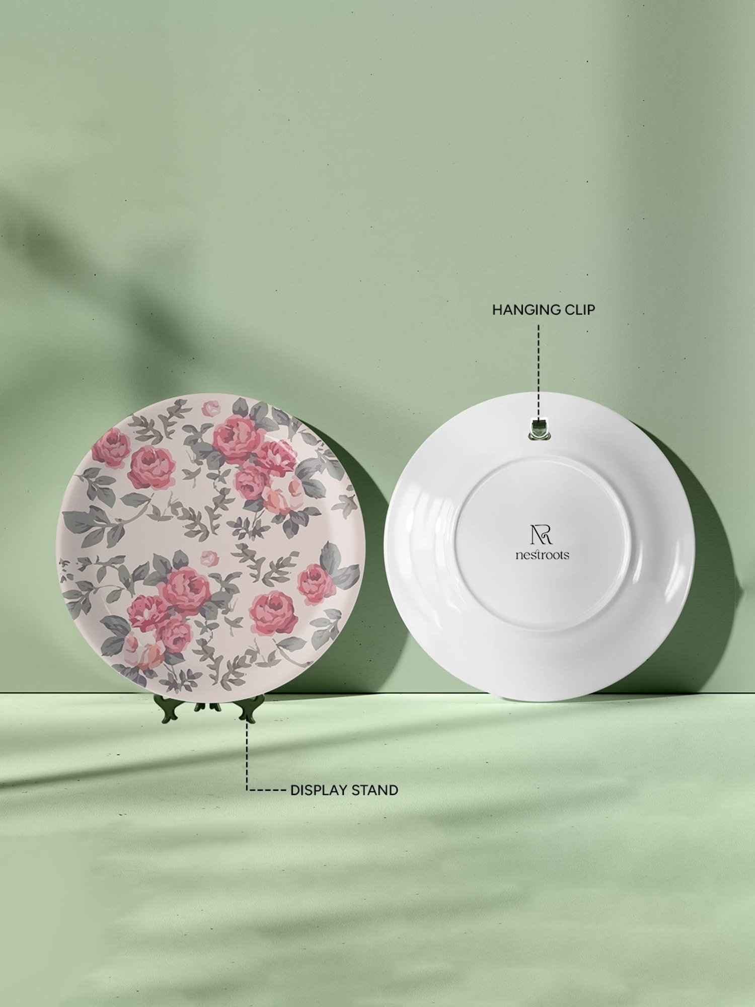 Nestroots English Rose Printed Multicolor Porcelain Wall Plate