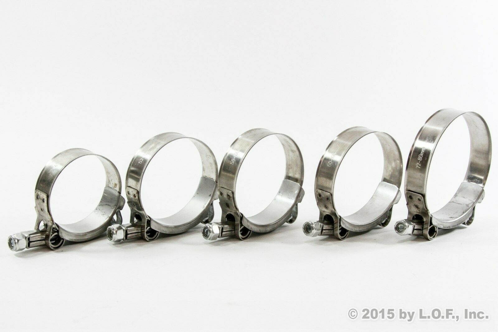 6pc Premium 304 Stainless Steel T-Bolt Turbo Silicone Hose Clamp Variety