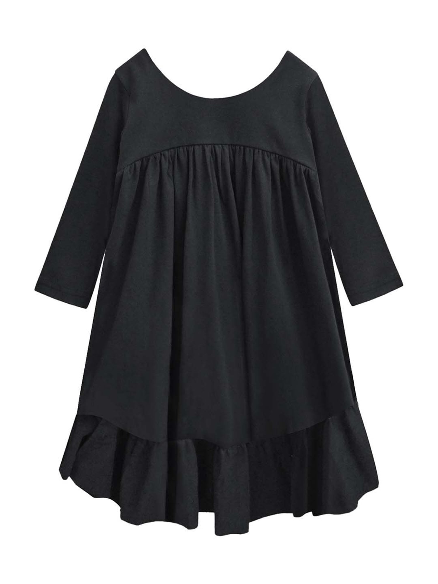 A.T.U.N. Kids Black Cotton Regular Fit Full Sleeves Dress