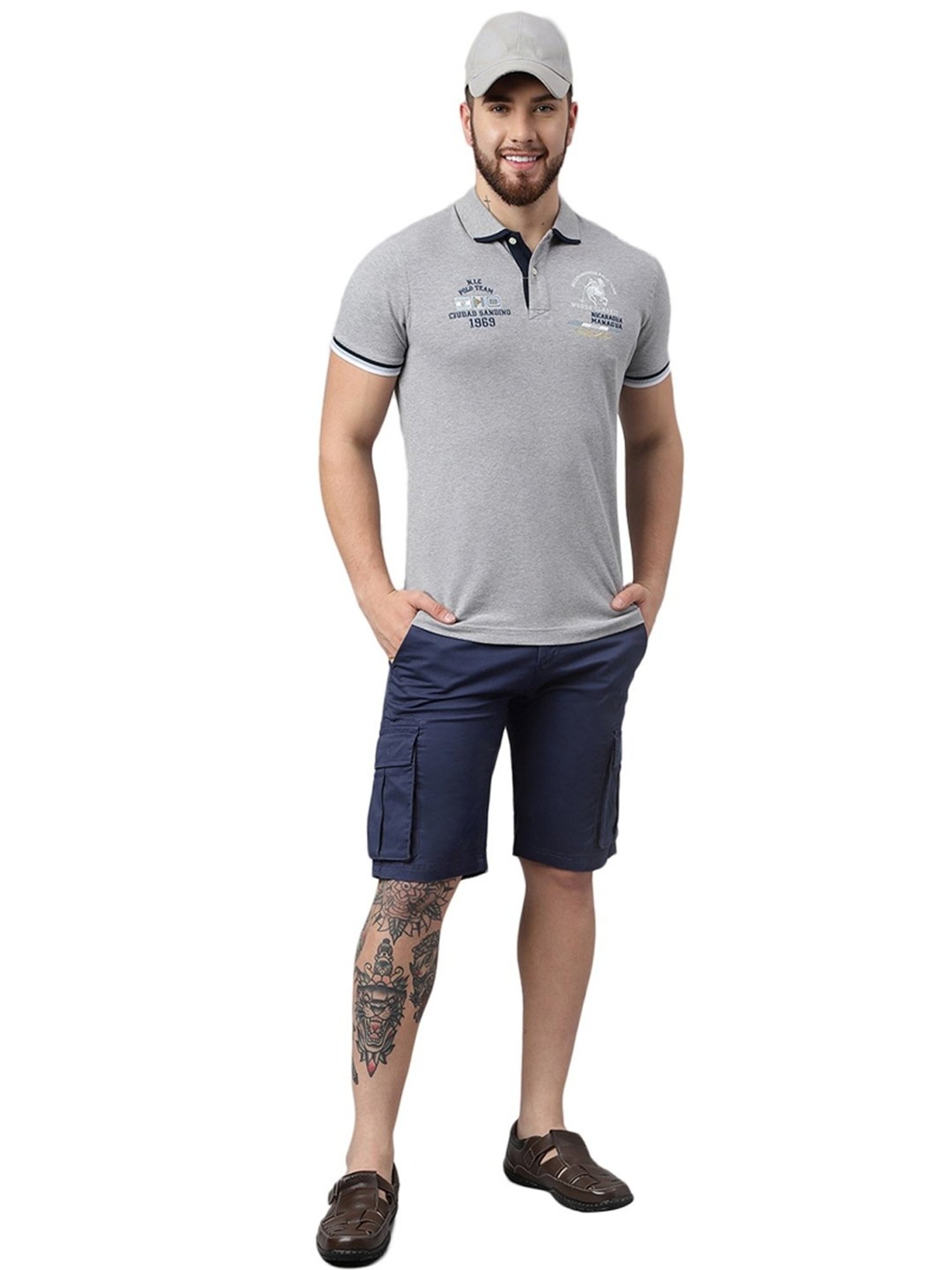 Woodland Mid Grey Cotton Regular Fit Polo T-Shirt