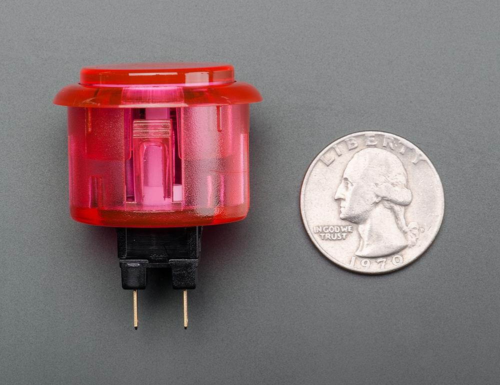 Arcade Button - 30mm Translucent Pink