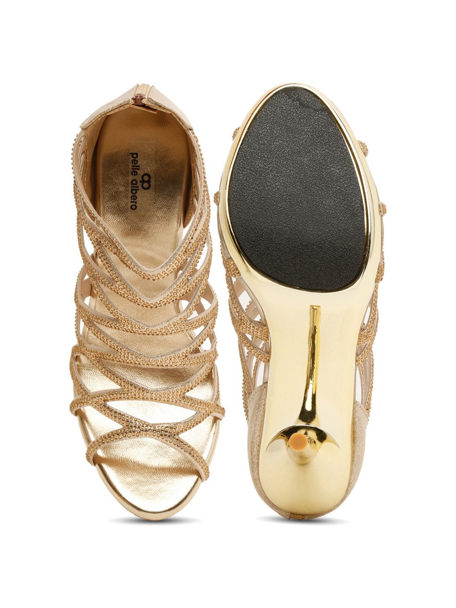 Pelle Albero Women's Gold Gladiator Stilettos