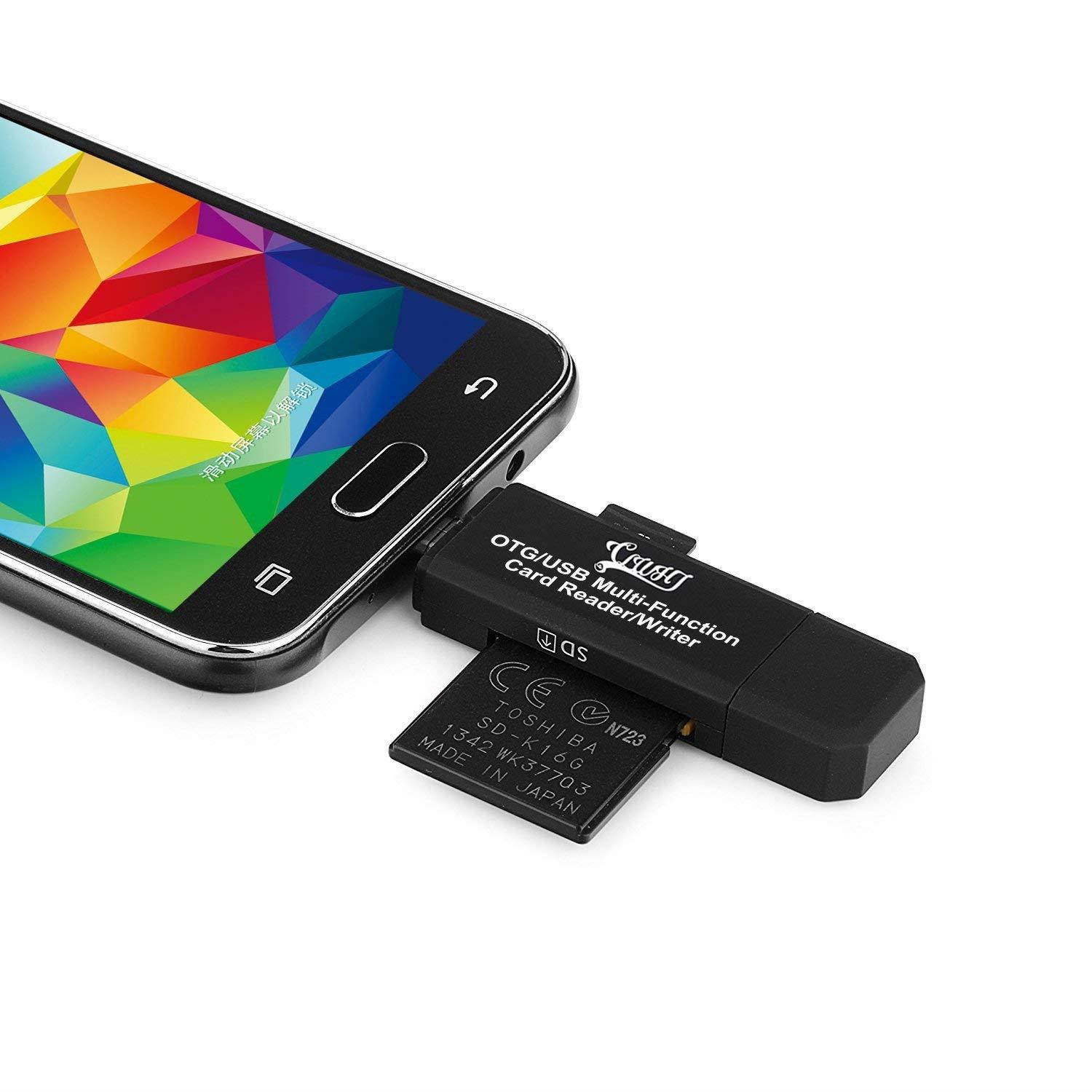 HBJH&reg;Micro USB OTG to USB 2.0 Adapter; SD/Micro SD Card Reader with standard USB Male & Micro USB Male Connector for Smartphones/Tablets with OTG Function