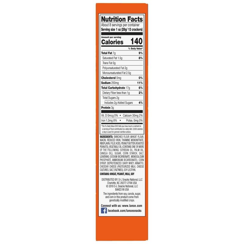 Lance Peanut Butter Toastchee Mini Sandwich Crackers - 8.5oz