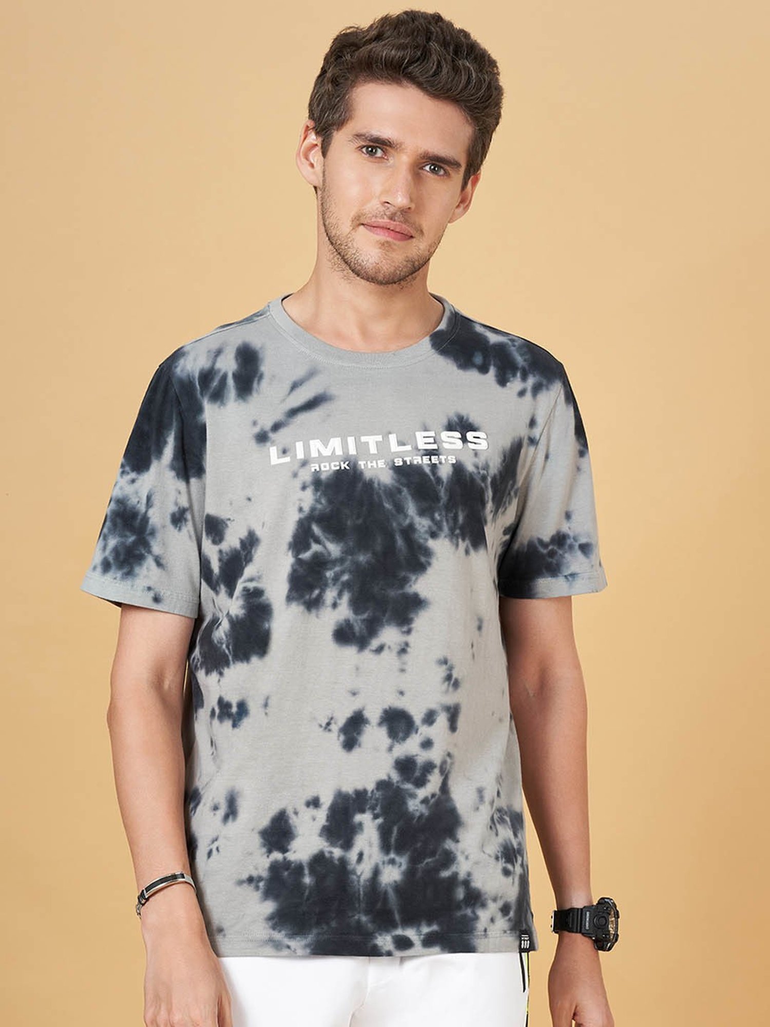 Street 808 by Pantaloons Multicolored Cotton Regular Fit Printed T-Shirt